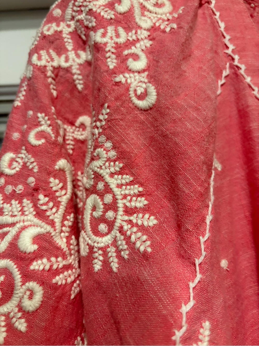 Sundance Res Coral-Pink Embroidered V-Neck Tunic- Gorgeous XSMALL - Picture 5 of 9